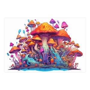 Cartoon Fantasy Mushroom Poster