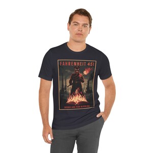 Fahrenheit 451 Books Are For Burning T-Shirt - Dystopian Future Tee for Sci-Fi Fans - Unisex Soft Cotton Graphic Shirt Dark Grey