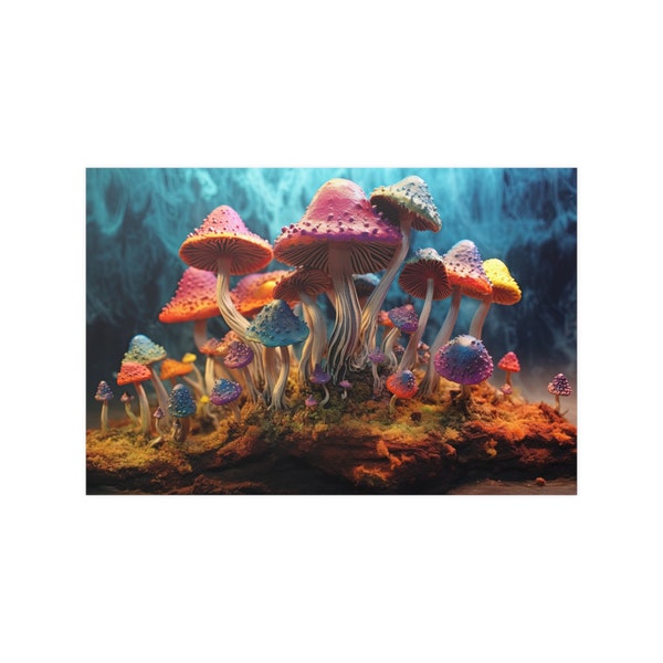 Une fantaisie arc-en-ciel de champignons