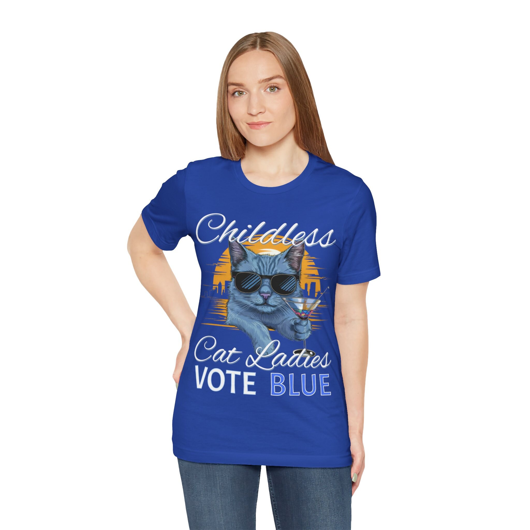 Funny Election Shirt for Cat Lovers childless Cat Ladies Vote Blue With Sophisticated Cat in Shades and Martini Political Humor Tee Etsy Canada