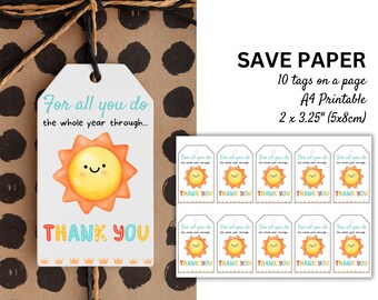 Thank You Gift Tag | Appreciation Label | Thank You Teacher Tags | Appreciate Educator Gift Tag | Gift Tags | Thank You Labels | Cute Labels