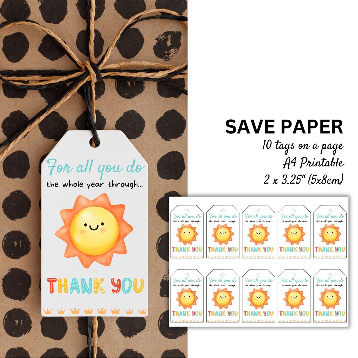 Thank You Gift Tag | Appreciation Label | Thank You Teacher Tags ...
