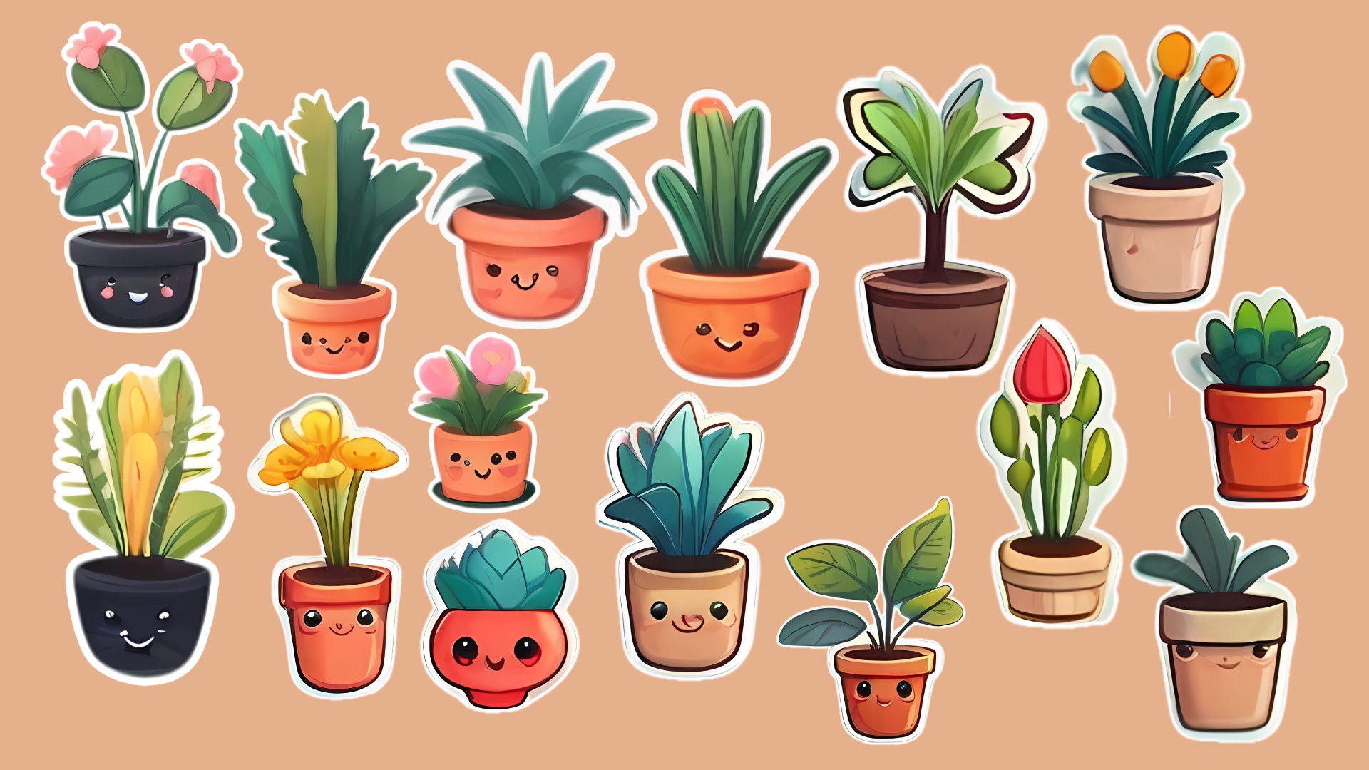 Prickly Perfection: Cactus Sticker Set 15 Image Digital Product - Etsy