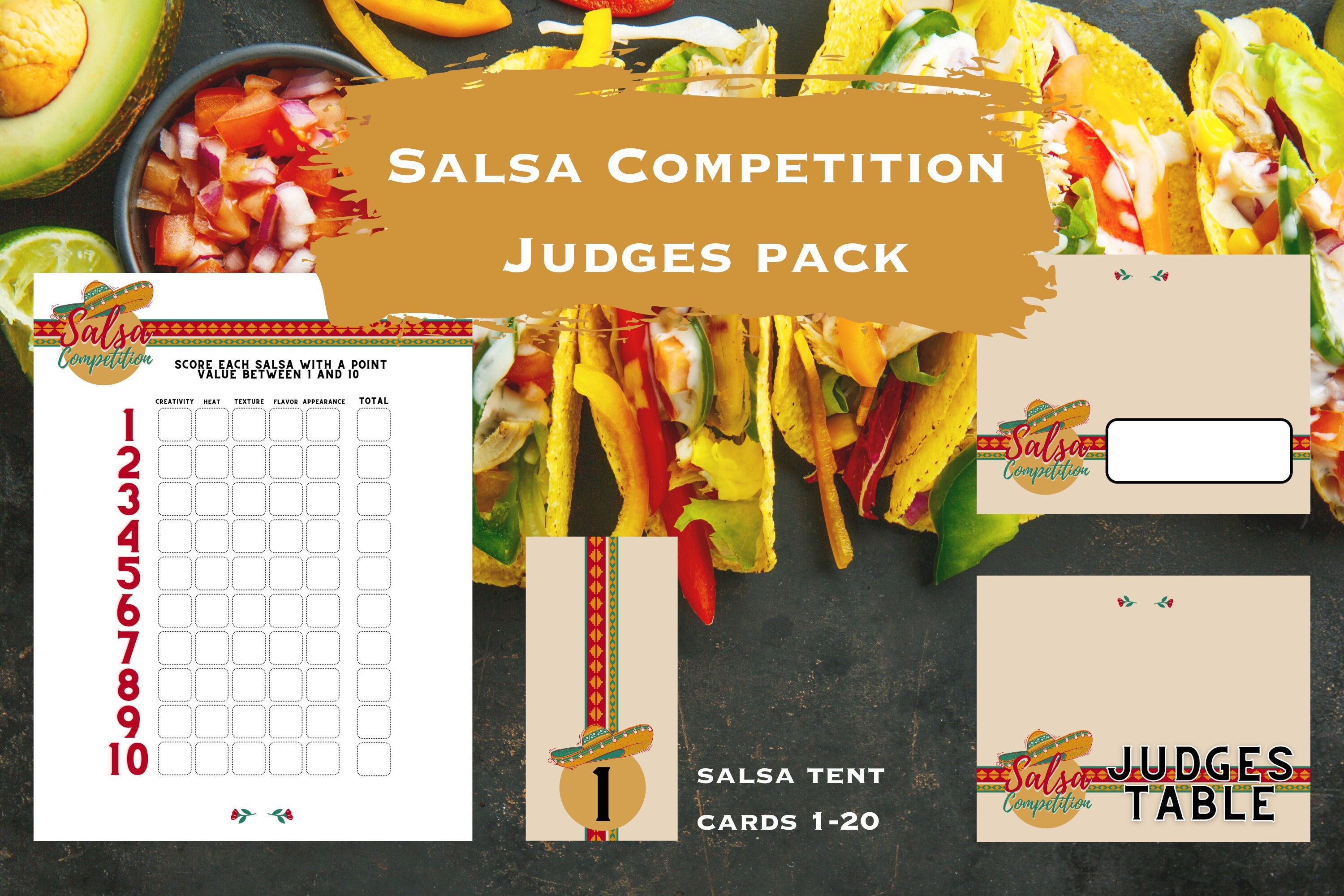 Salsa Competition Printable Party Pack Judges' Table Etsy