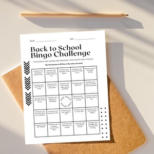 Back to School Bingo Get to know you game Printable Icebreaker Back to School Game