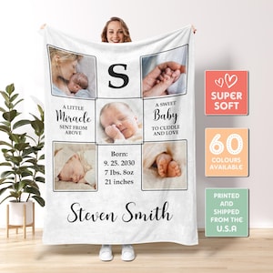 Personalized Photo Blanket Collage, Picture Blanket With Text, Friend Birthday Wedding Anniversary, In Loving Memory, Christmas Gift B15