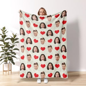 Couple Custom Blanket, Custom Blanket With Face, Couple Blanket With Pictures, Personalized Blanket For Couple, Valentine's Day Present C4
