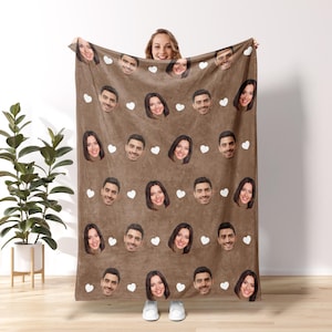 Couple Custom Blanket, Custom Blanket With Face, Couple Blanket With Pictures, Personalized Blanket For Couple, Valentine's Day Present C3