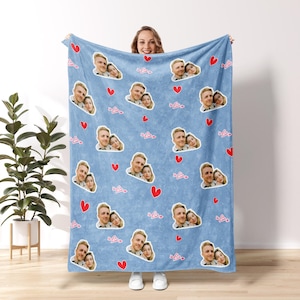 Valentine&#39;s Day Gift, Couples Gift, Gift For Her, Valentine, Couple Custom Blanket Custom Blanket With Face Couple Blanket With Pictures C26