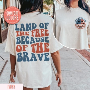 Retro America Comfort Colors Shirt, Land Of The Free, 4th Of July, Fourth Of July, Patriotic USA Gift, Groovy, Unisex Graphic Tee #ID15