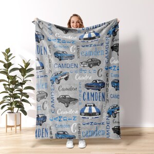 Kids Vehicle Toy Design Personalize blanket, Minky or Sherpa custom blanket, minky baby blanket boy, Kids Blanket, birthday gift idea B7