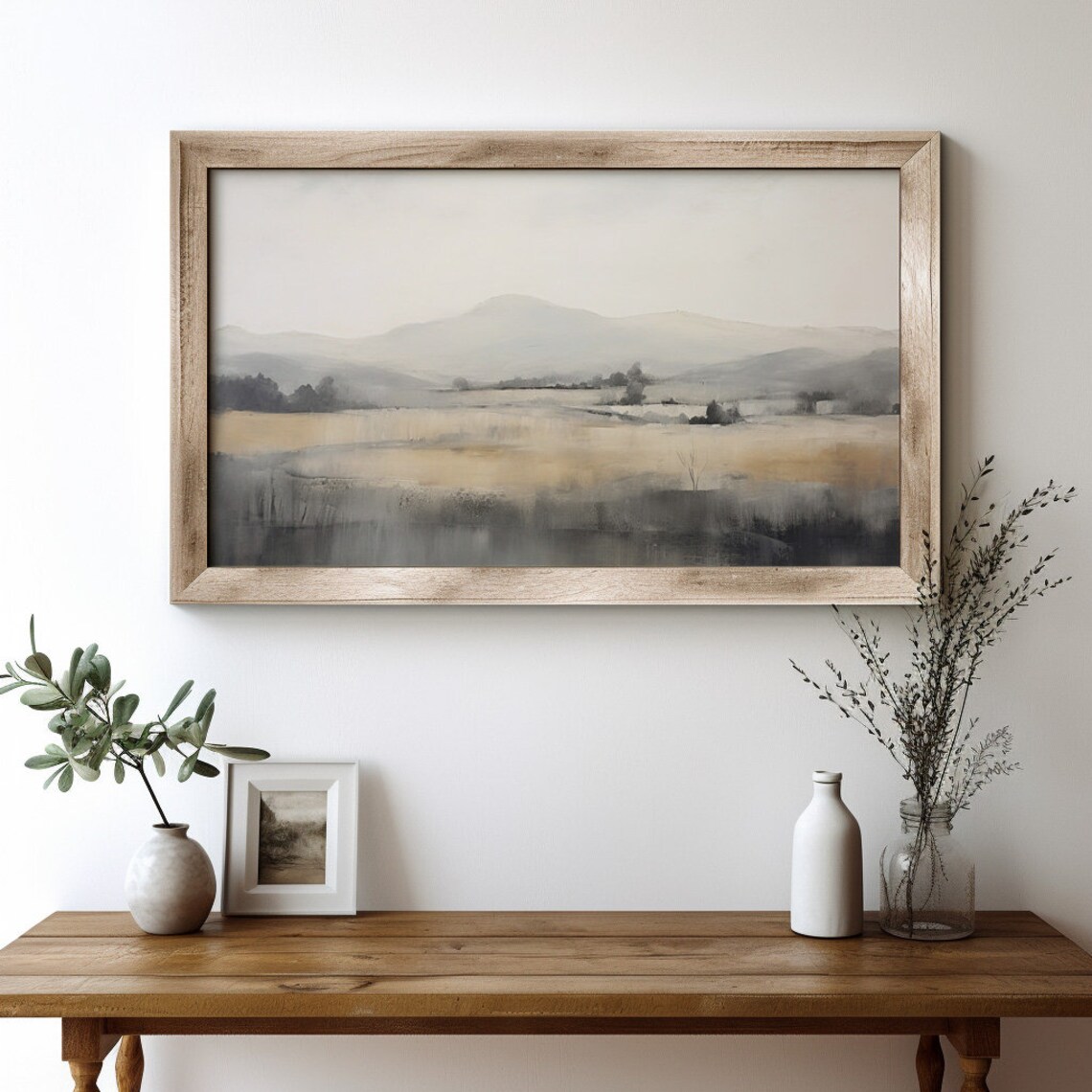 Blue and Grey Wall Art for Living Room Landscape Painting Impressionist