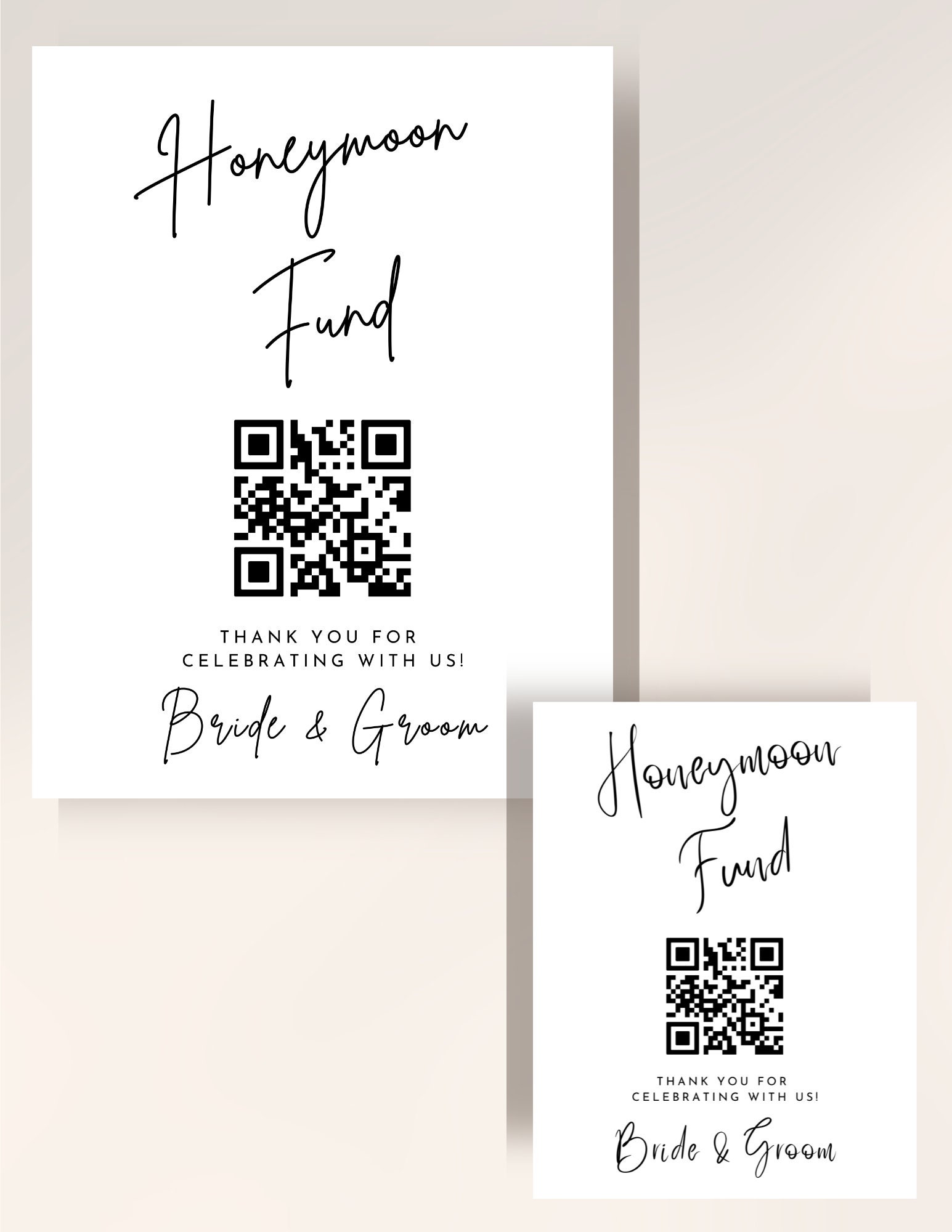 Honeymoon Fund QR Code Sign 8.5x11- Wedding Honeyfund Sign - Etsy