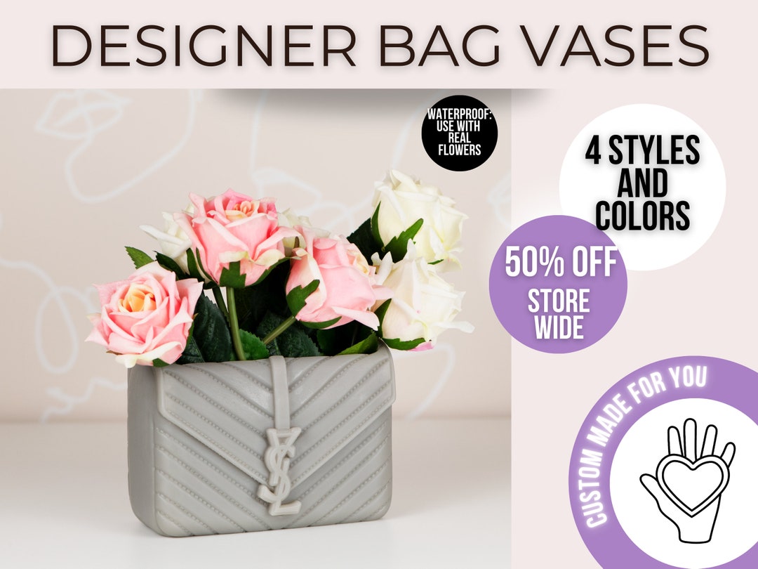 Designer Bag Flower Vase, Luxury Gift for Her, Bridesmaid Vase Gift