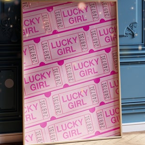 Fair Ticket Preppy Wand Kunst Digitaldruck Sofortdownload 3 Tickets Spruch WallArt | Dopamin Lucky Girl Printable Poster zum Aufhängen Rosa