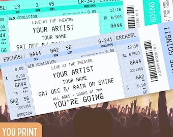 Nostalgic 90s Personalized Concert Ticket to Gift | Fake Concert Tickets | 90s Aesthetics | Printable for Music Lover | Gift for 90s Kid