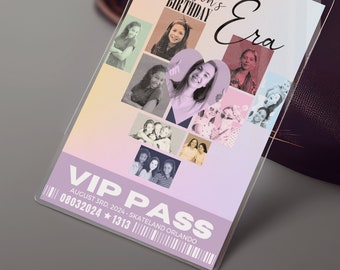 Custom Eras VIP Pass Heart Birthday Era | Printable Personalized Themed Birthday Party Double Digit Digital Print Backstage Swift Process