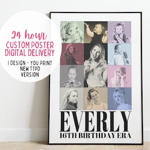Póster de cumpleaños personalizado actualizado, póster de cumpleaños, impresión digital, regalo personalizado para su fiesta temática de cumpleaños, fiesta de quince años, invitación de dos dígitos