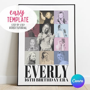 Póster personalizado de Eras / Plantilla de Canva Regalo temático de Eras para su cumpleaños / Cartel de bienvenida a la fiesta / Invitación de dos dígitos / Impresión digital