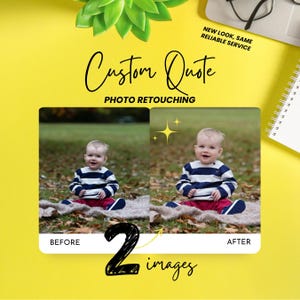 Benutzerdefinierter Fotobearbeitungsservice: 2 Bilder oder erweiterte Retusche (Digitale Datei Lieferung)