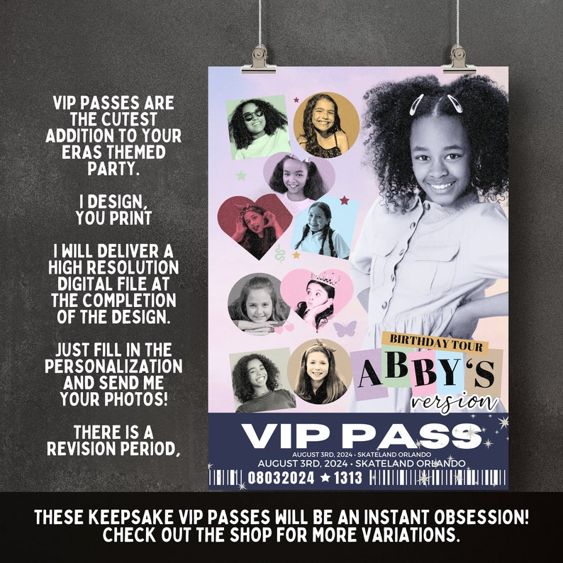 Custom Eras Birthday Era VIP Pass: Printable Photo Keepsake Backstage ...