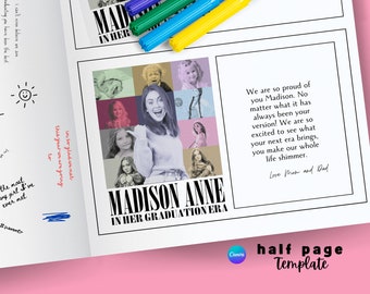 Half Page Yearbook Ad Template Eras Personalized Half Page Program Digital Print | Photo Collage Tribute Halfpage Graduation Dance Era JPG
