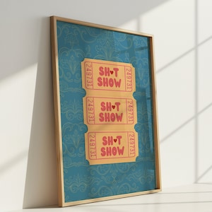 Fair Ticket Preppy Wand Kunst Digitaldruck Sofortdownload 3 Tickets Spruch WallArt | Dopamin Dekor druckbares vertikales hängendes Poster in Türkis