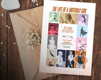 Personalized Eras Birthday Era Invitation: All 12 Eras Custom Photo Grid Invite (Digital Download)