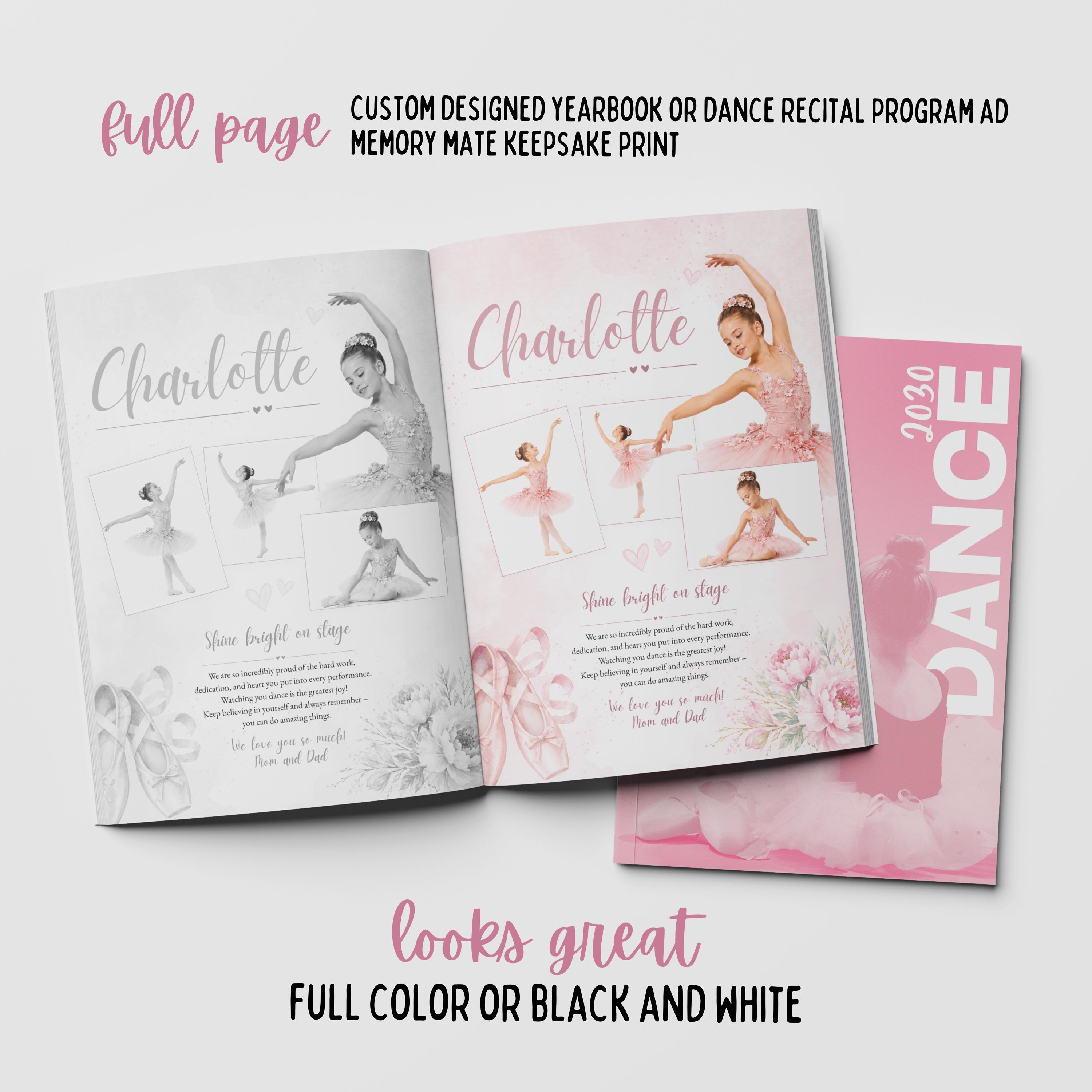 Custom Ballet Recital Dance Program Ad Full Page Yearbook | Playbill Ad ...