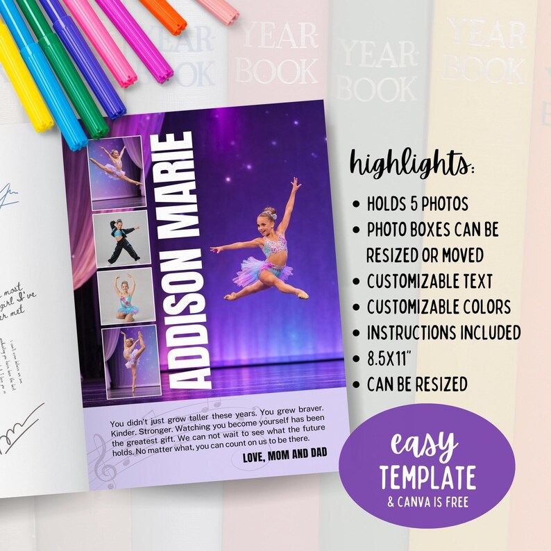 Full Page Yearbook Ad Template, Canva Photo Collage | Program Ad Layout ...