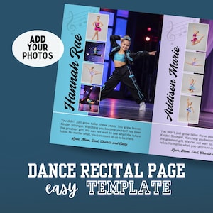 Volledige pagina Dansrecital Programma Advertentie Canva-sjabloon Muzieknoten | Gepersonaliseerde competitieve dansershulde | Jaarboek Shout Out | Fotocollage
