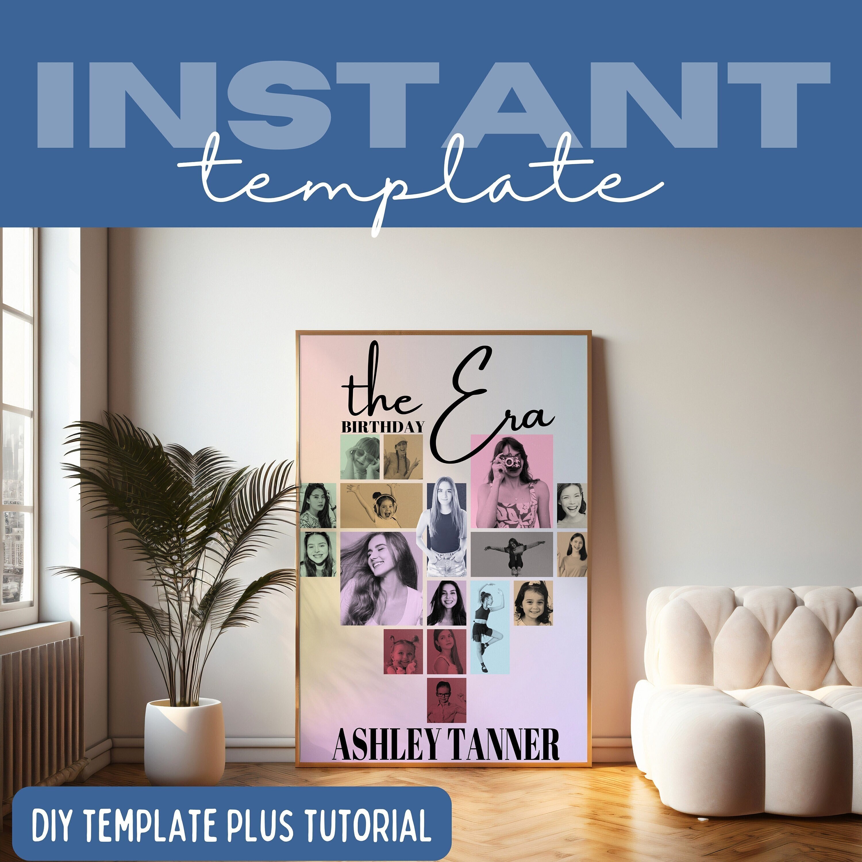 DIY Heart Shaped Photo Collage Poster With Your Eras and Your Photos |  Girly wall art | Preppy Aesthetic | Teen Room Decor Printable Poster