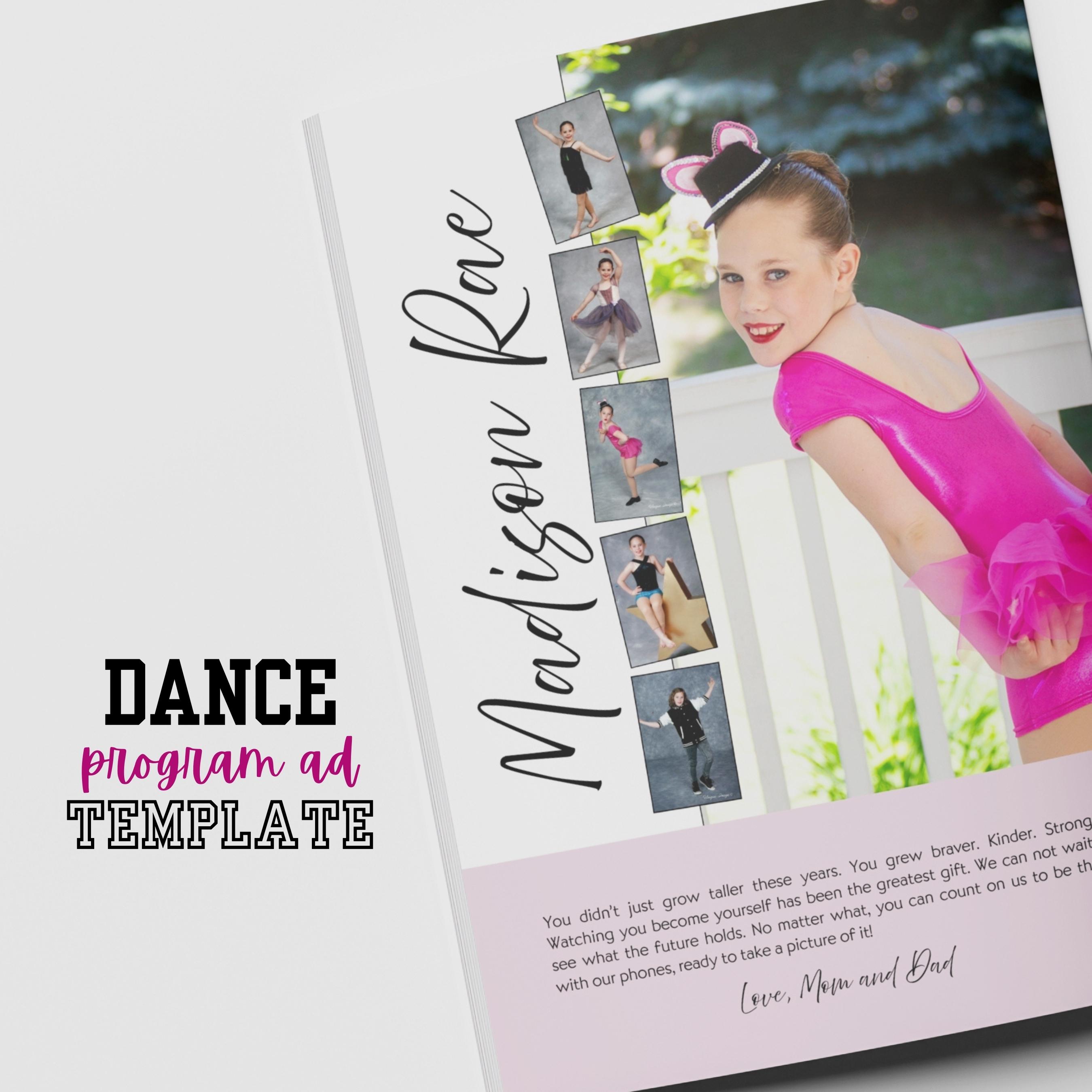 Dance Program Message Example Dance Recital Program Ad Template, Full Page Editable Tribute ...