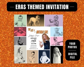 Custom Birthday Girl Showgirl Era Birthday Invitation |  Personalized Eras Photo Collage Party Invite (FAST Turnaround Digital Download)