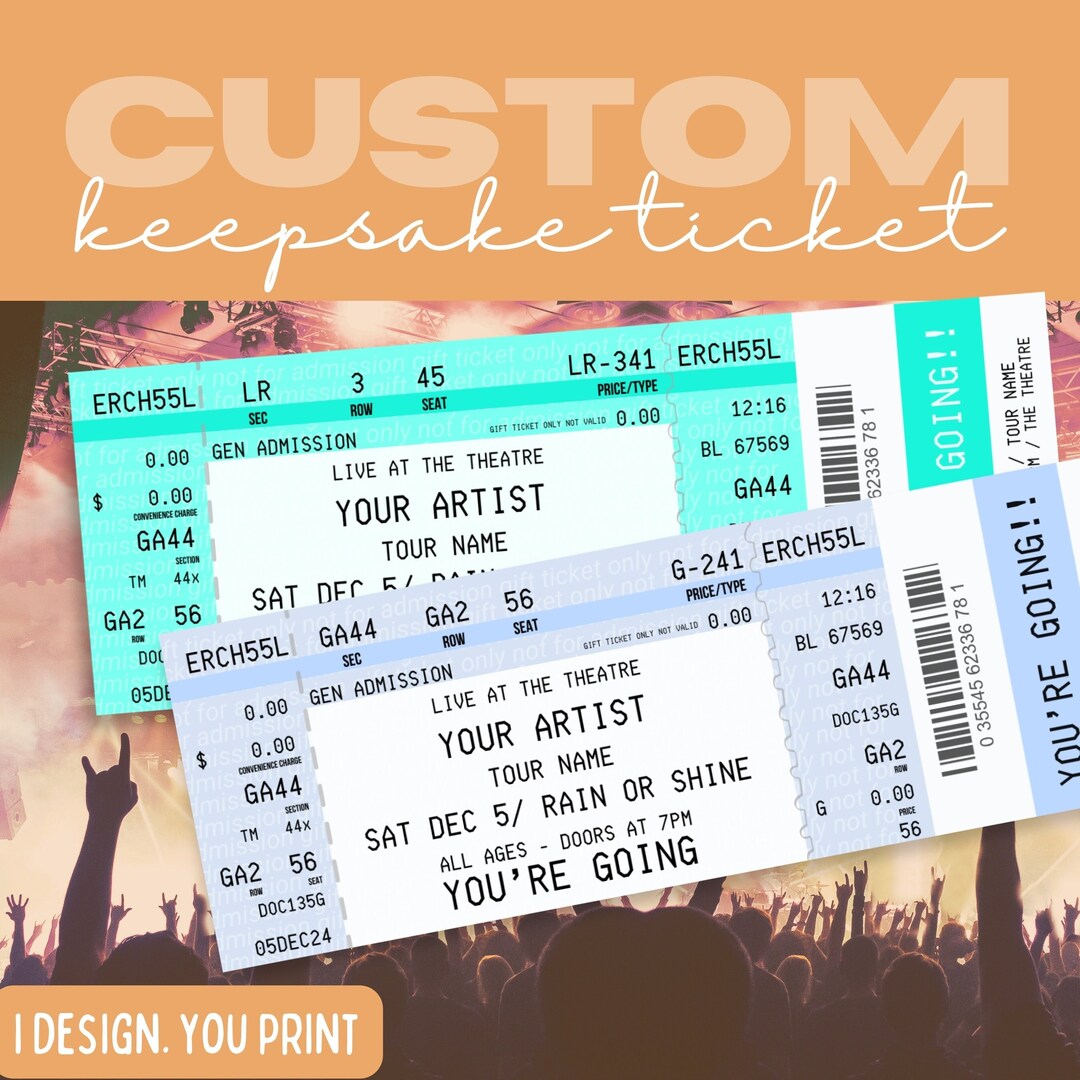 Nostalgic 90s Personalized Concert Ticket to Gift Fake Concert