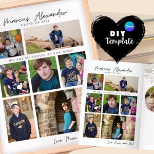 Volledige pagina jaarboek advertentiesjabloon gepersonaliseerde middelbare school eerbetoon pagina programma collage | Canva Afstuderen Recital Programma Digitale Print 8.5x11