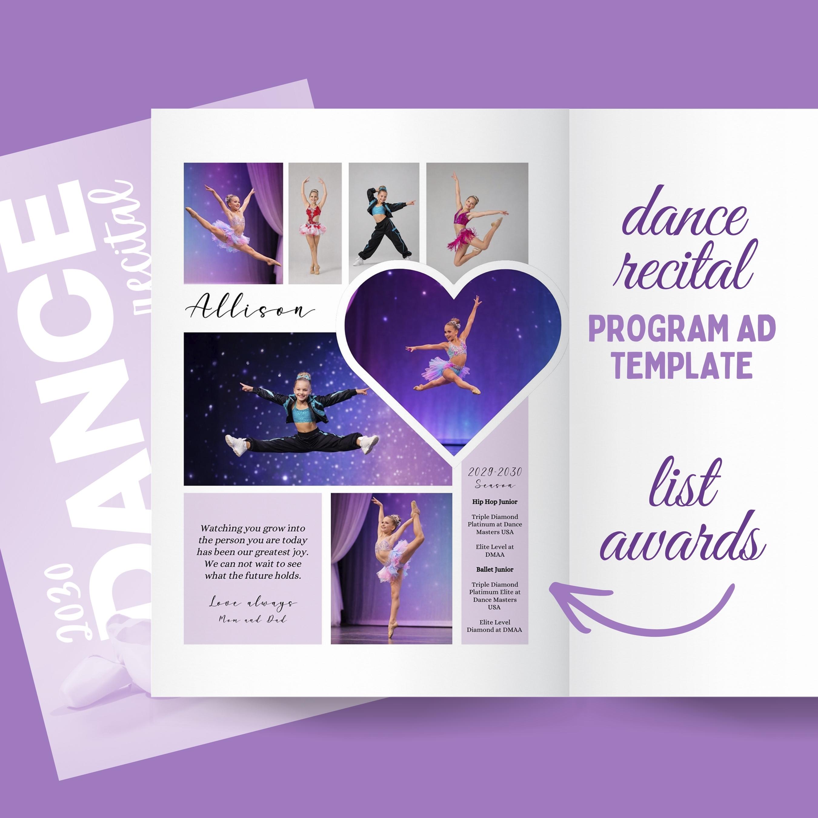 Dance Program Message Example Full Page Dance Recital Program Ad Canva Template | Editable Dancer ...