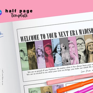 Half Page Yearbook Ad Template Eras Personalized Half Page Program Digital Print | Photo Collage Tribute Halfpage Graduation Dance Era JPG