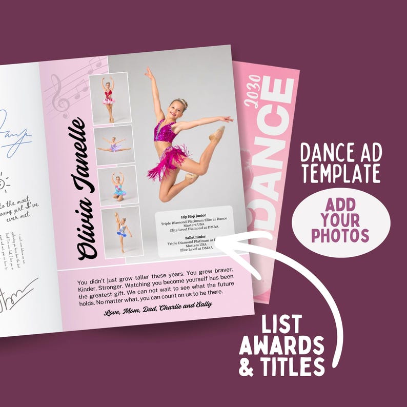 Competitive Dancer Full Page Dance Recital Program Ad Canva Template ...