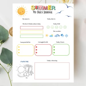 Kids Daily Journal Printable, Kids Diary Printable, Journal for Kids ...