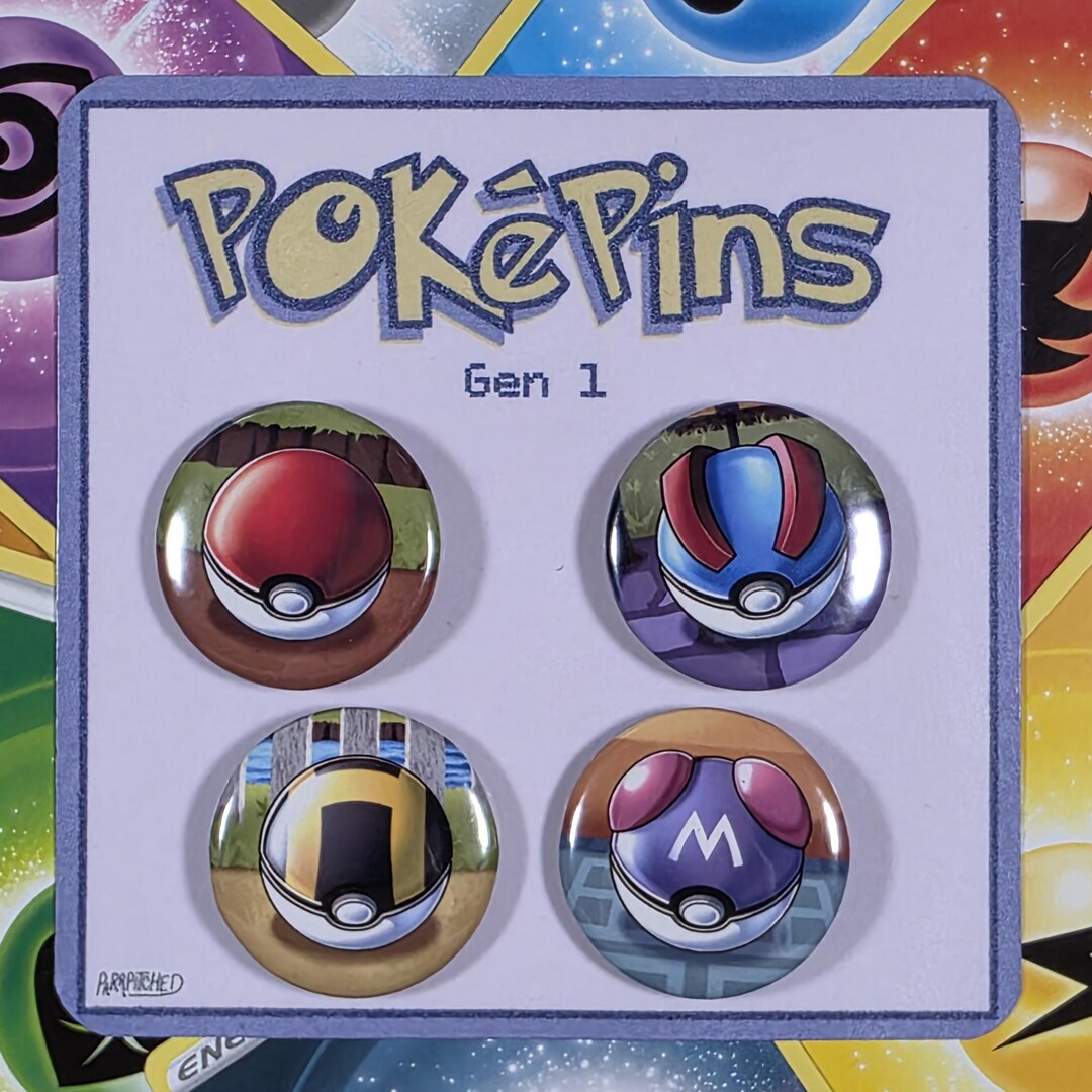 Poke Pin Pattern Parit Poké Parody Pins // Gen 1 Pins // Button Pack - Etsy