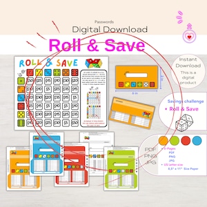 Roll the Dice Savings Challenge Cash Envelopes Printable US Letter Savings Roll and Save Game Digital Download Sinking Funds Cash Stuffing