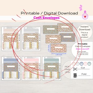 Cash Envelope Printable| Cash Envelope Tracker | Cheetah Print Theme Money Savings Challenge | Cash Envelopes Printable with Expense Tracker