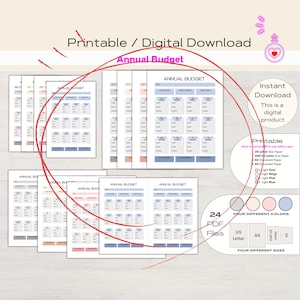 Yearly Budget Financial Planner Expense Tracker Personal Finance Dashboard Monthly Budget Simple Annual Budget Savings Tracker Net Worth PDF
