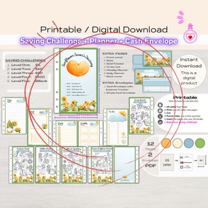 Monthly Savings Challenge Trackers and Cash envelopes A6 Mini Savings challenge Bundle Digital Download Money Saving Challenge Kit Printable