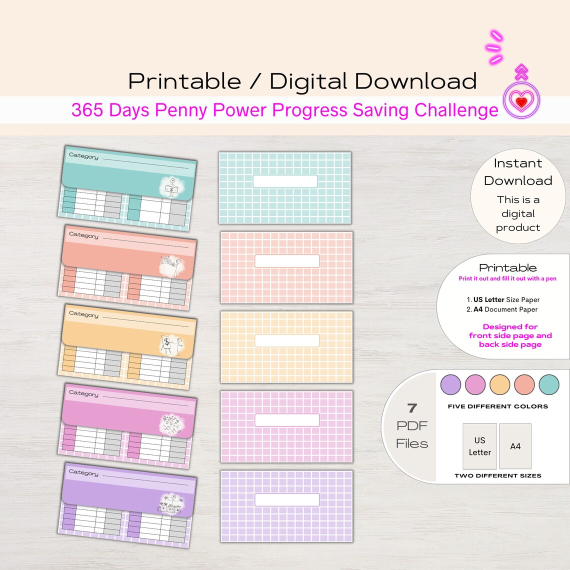 Printable 365 Day Penny Saving Chart Penny Challenge Saving Plan 1P ...
