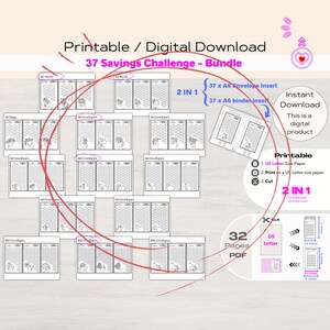 A6 Sized Mini Savings Challenge Trackers 1000 Savings Challenge Savings Challenge Starter Set Of 37 Savings Challenge Savings Tracker Saving