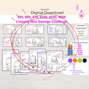 Mini Low Income Savings Challenge Printable Coloring Pages Bundle Savings Challenge A6 Saving Funds Bundle US Letter Fun Savings Trackers