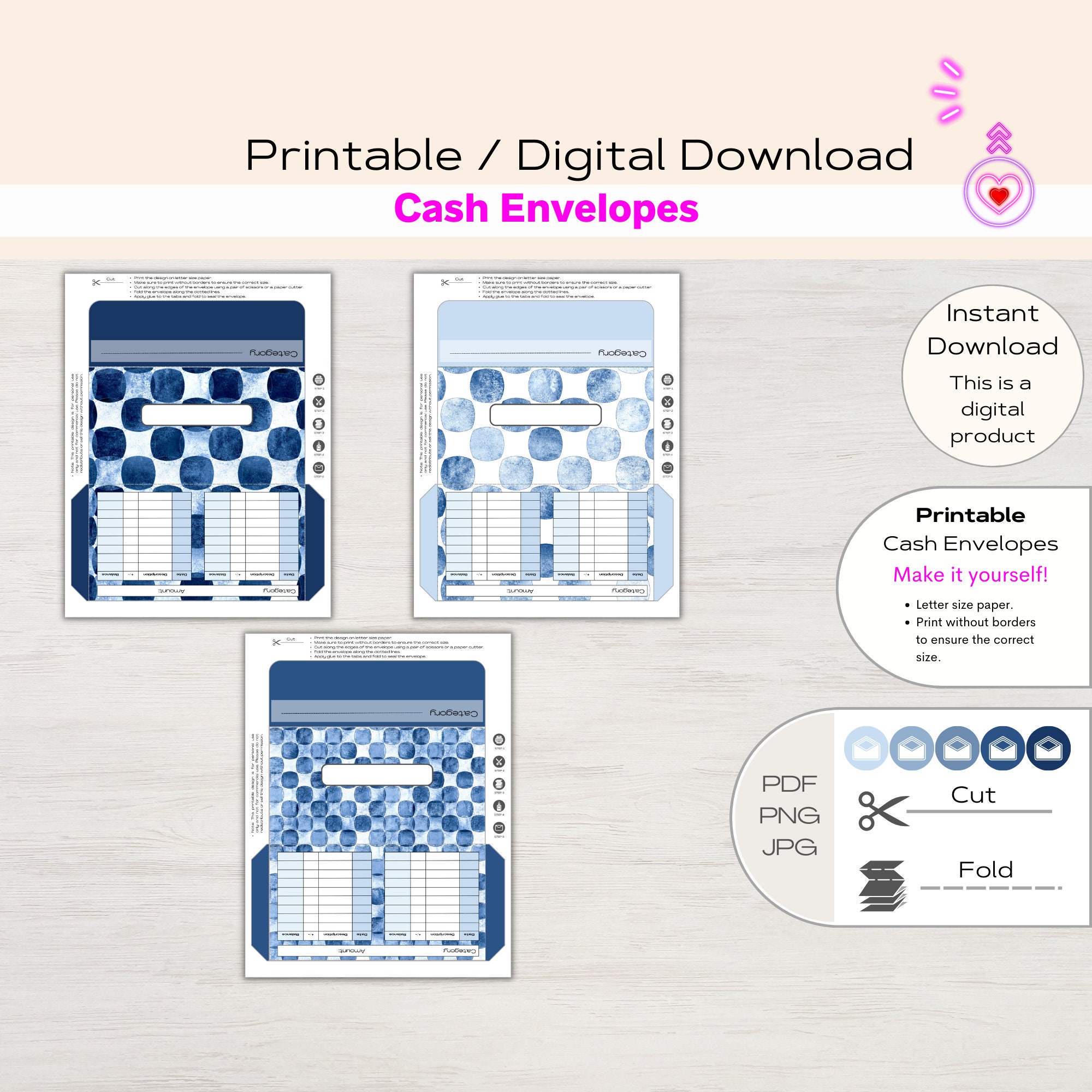 Cash Envelope System Printable Cash Envelopes With Transaction Tracker ...