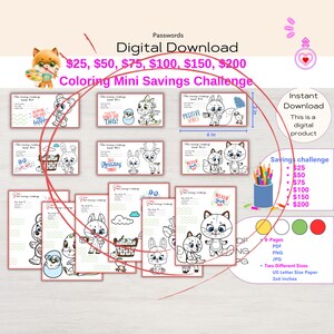 Mini Low Income Savings Challenge Printable Coloring Pages Bundle Savings Challenge A6 Saving Funds Bundle US Letter Fun Savings Trackers